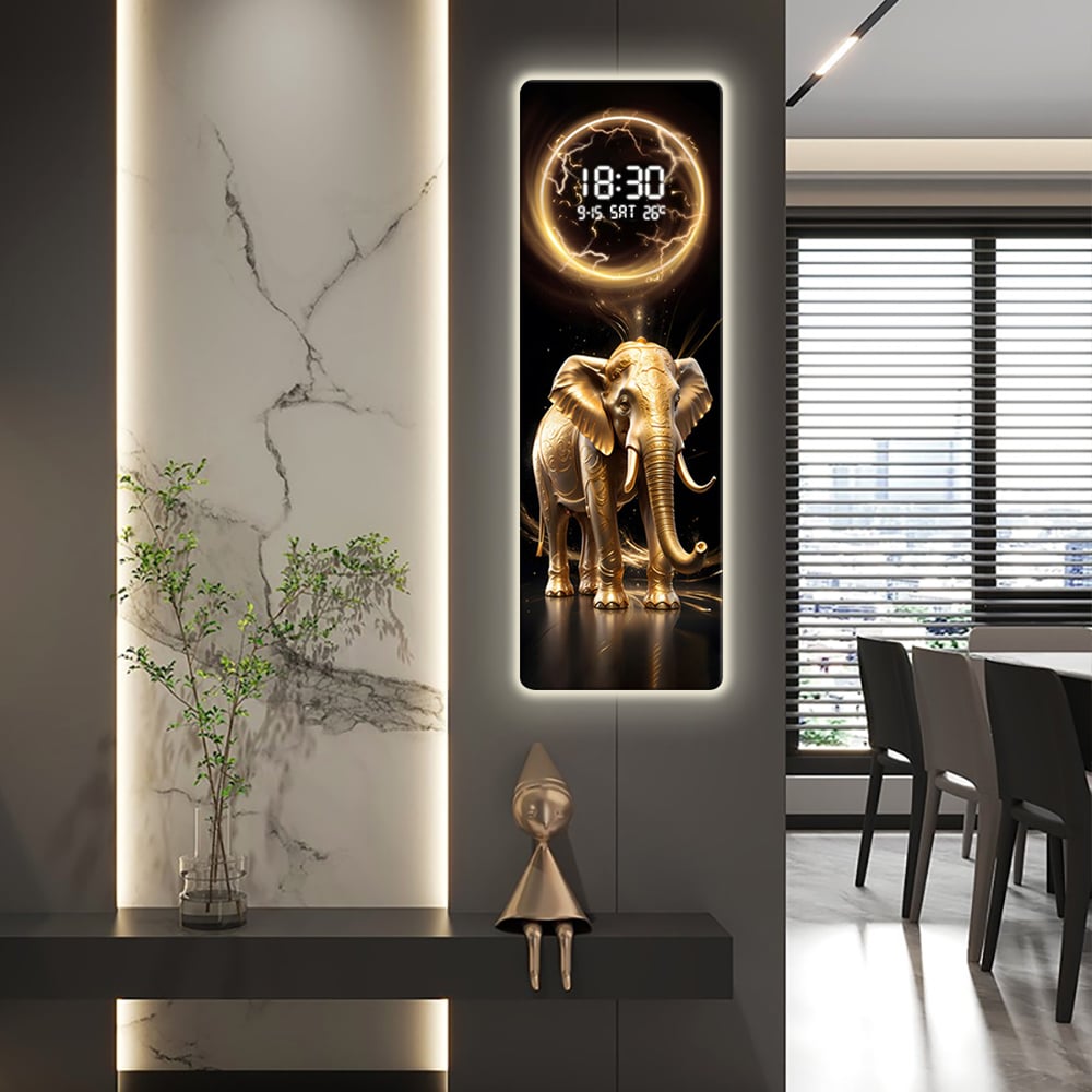 Questions and Answers for Modern Elephant Home Decor Digital Wall Clock with LED