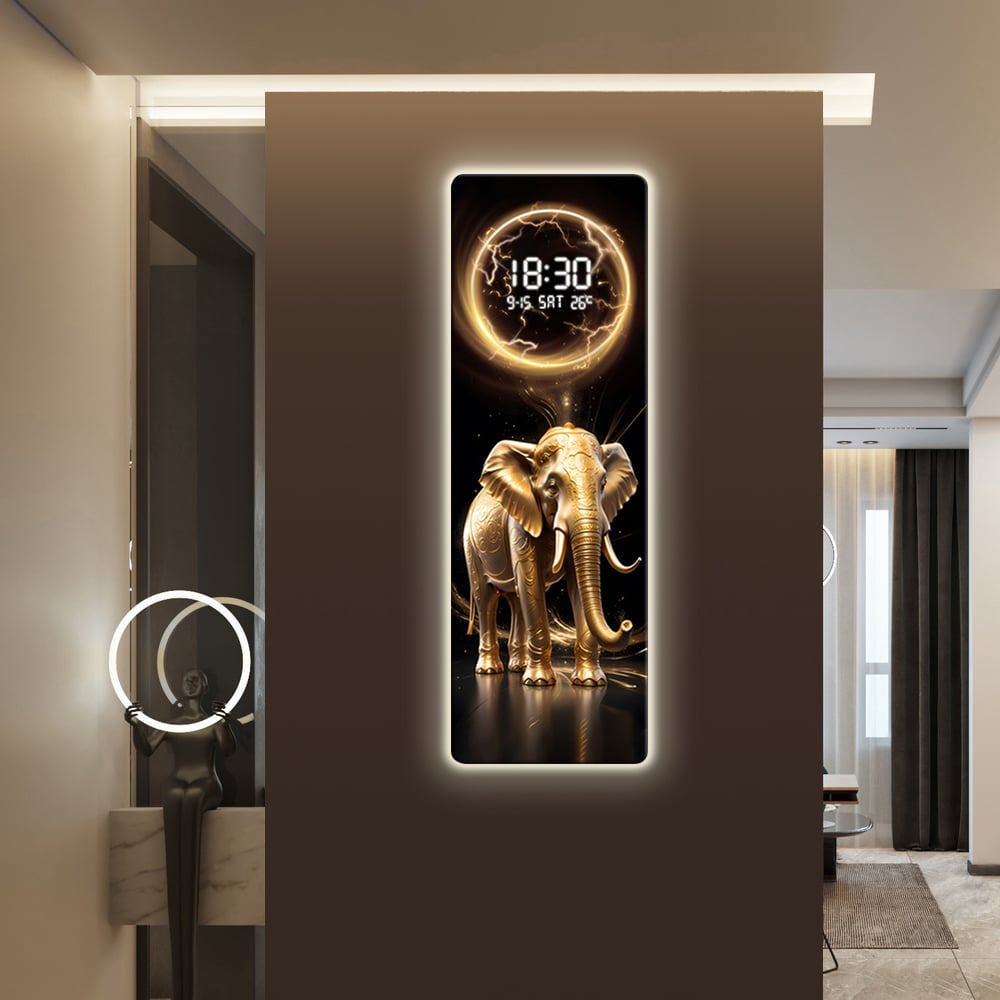 Questions and Answers for Modern Elephant Home Decor Digital Wall Clock with LED