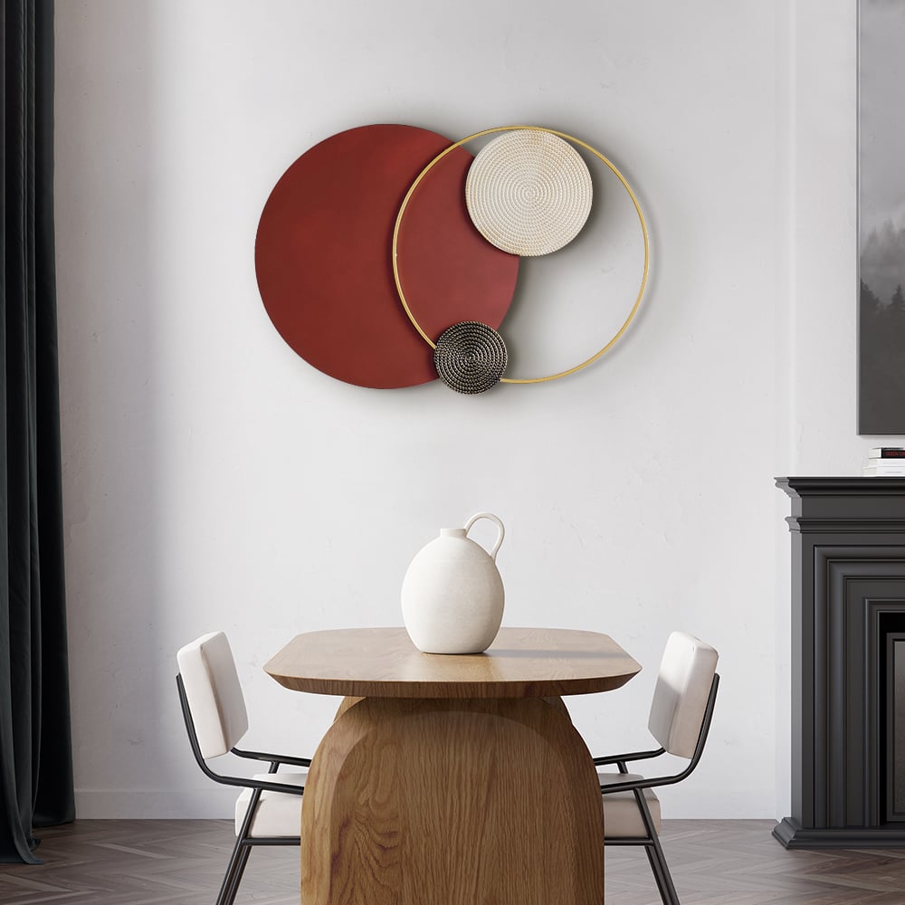 Oceny klientów dla Nowoczesne duże metalowe koła geometryczne Wystrój ścienny Unikalny wiszący obraz ścienny w salonie