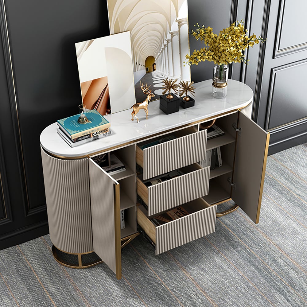 Customer Reviews for Modern Buffet Faux Marble Top Modern Sideboard with Stainless Steel Base