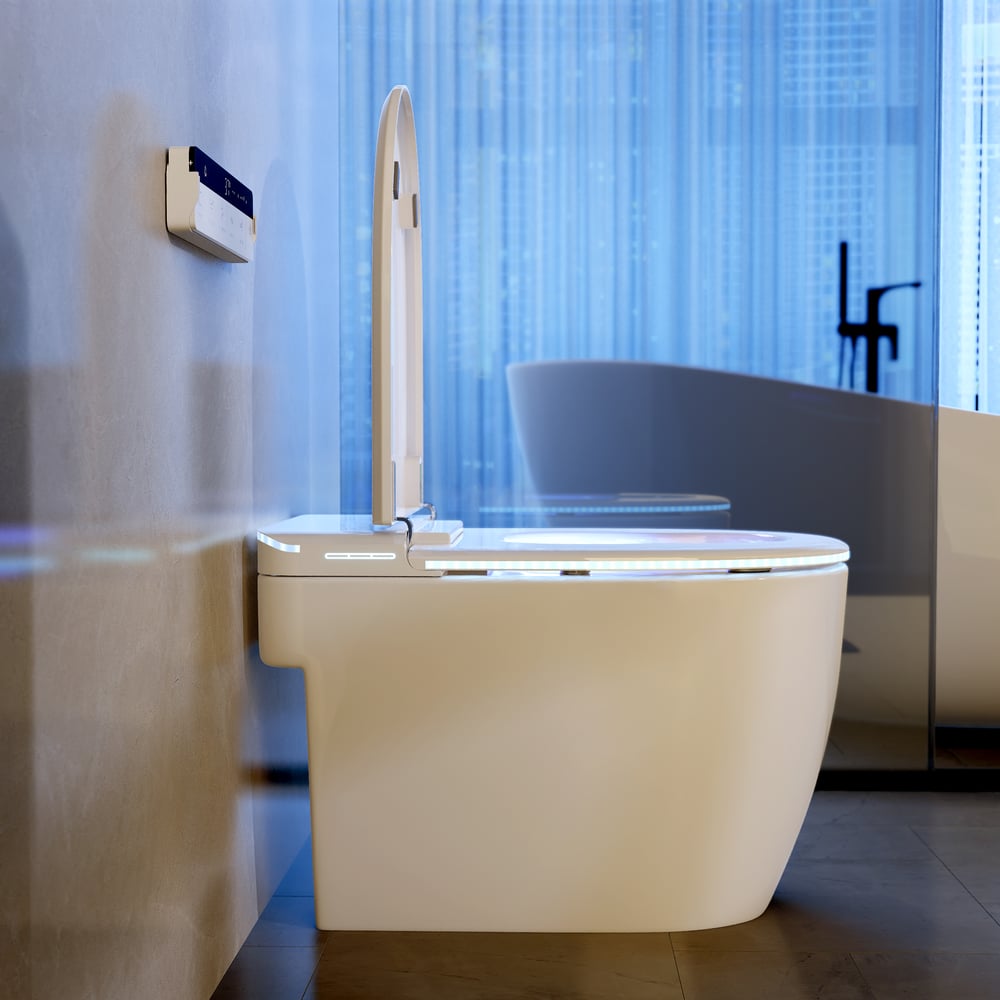 Domande e risposte per Wc getto automatico Hynova con sciacquone integrato e luce notturna, attacco a parete