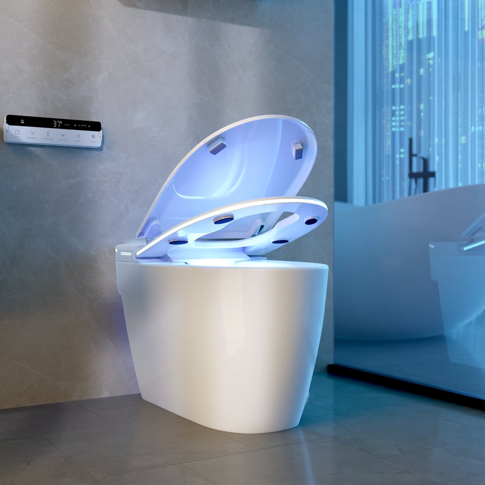 Domande e risposte per Wc getto automatico Hynova con sciacquone integrato e luce notturna, attacco a parete