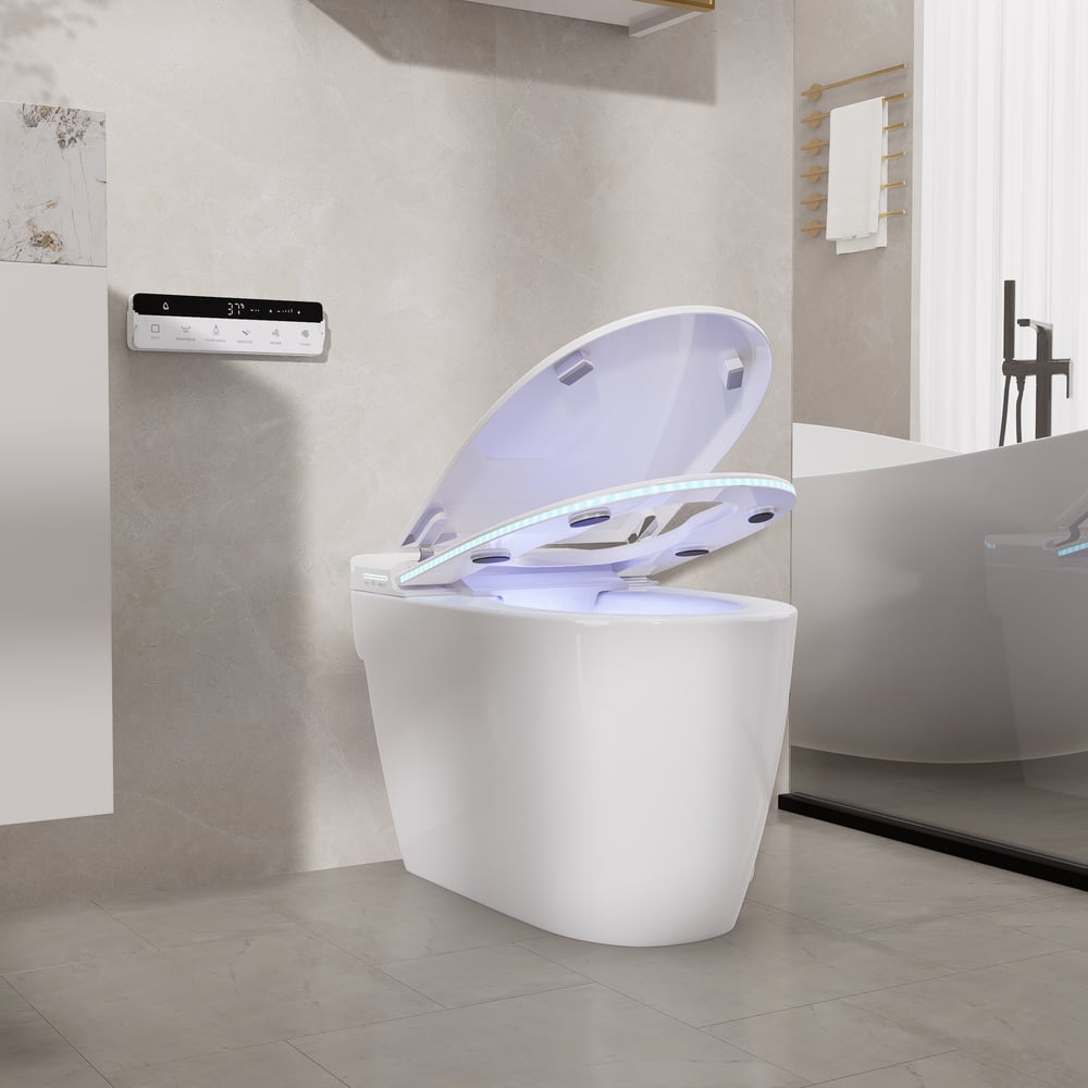 Domande e risposte per Wc getto automatico Hynova con sciacquone integrato e luce notturna, attacco a parete