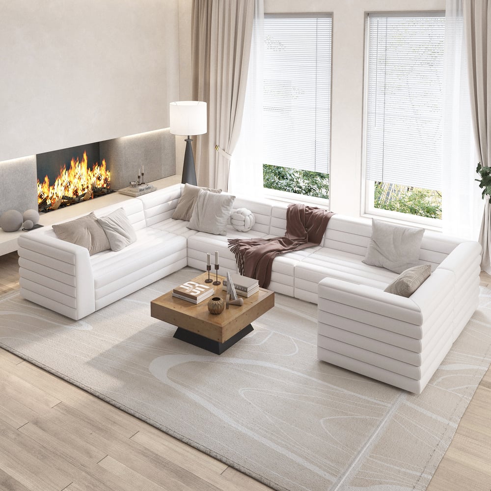 Questions and Answers for 3200mm U-Shaped Modern White Microfiber Leather Modular Sectional Sofa for 8 Seaters