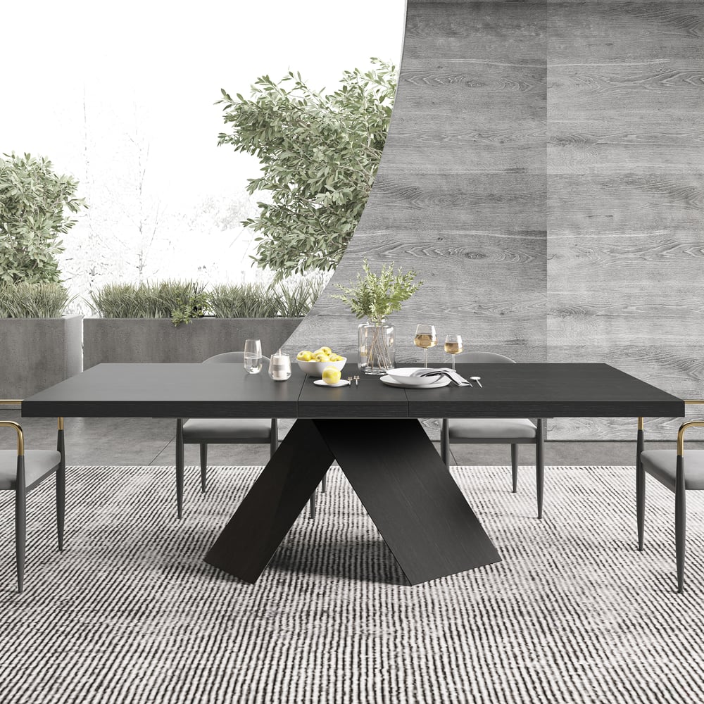 Avaliações de clientes sobre Mesa de jantar preta extensível Farmhouse de 79 “a 95" para 6 a 10