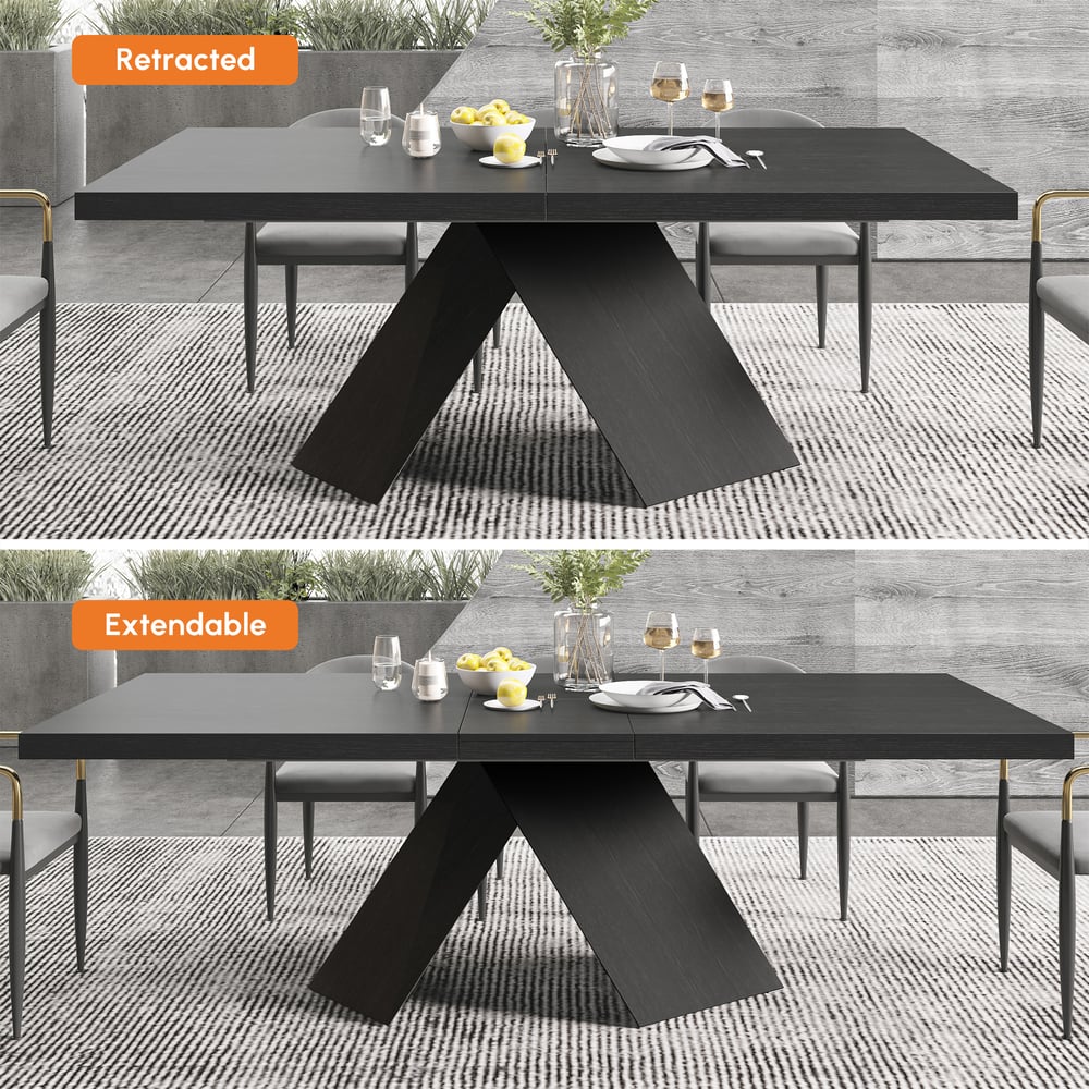 Avaliações de clientes sobre Mesa de jantar preta extensível Farmhouse de 79 “a 95" para 6 a 10