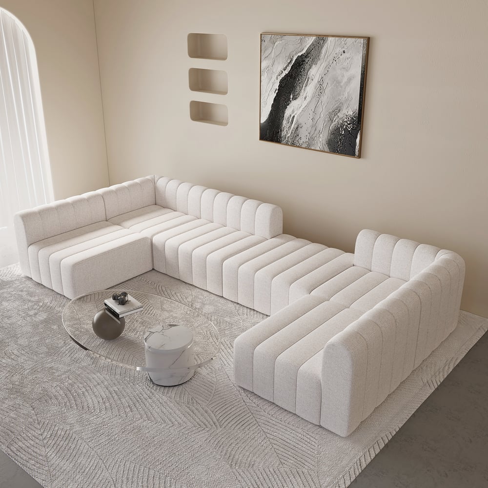 Questions and Answers for 3020mm White Cotton Linen Modular Pit Sectional Sofa Set Convertible 6-Seater