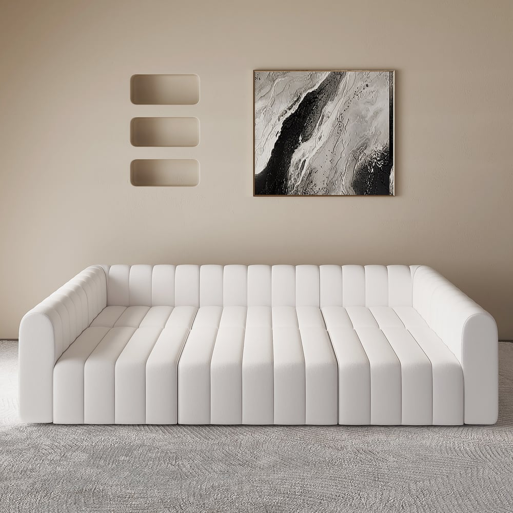 Customer Reviews for 3020mm White Microfiber Leather Modular Pit Sectional Sofa Set Convertible 6-Seater