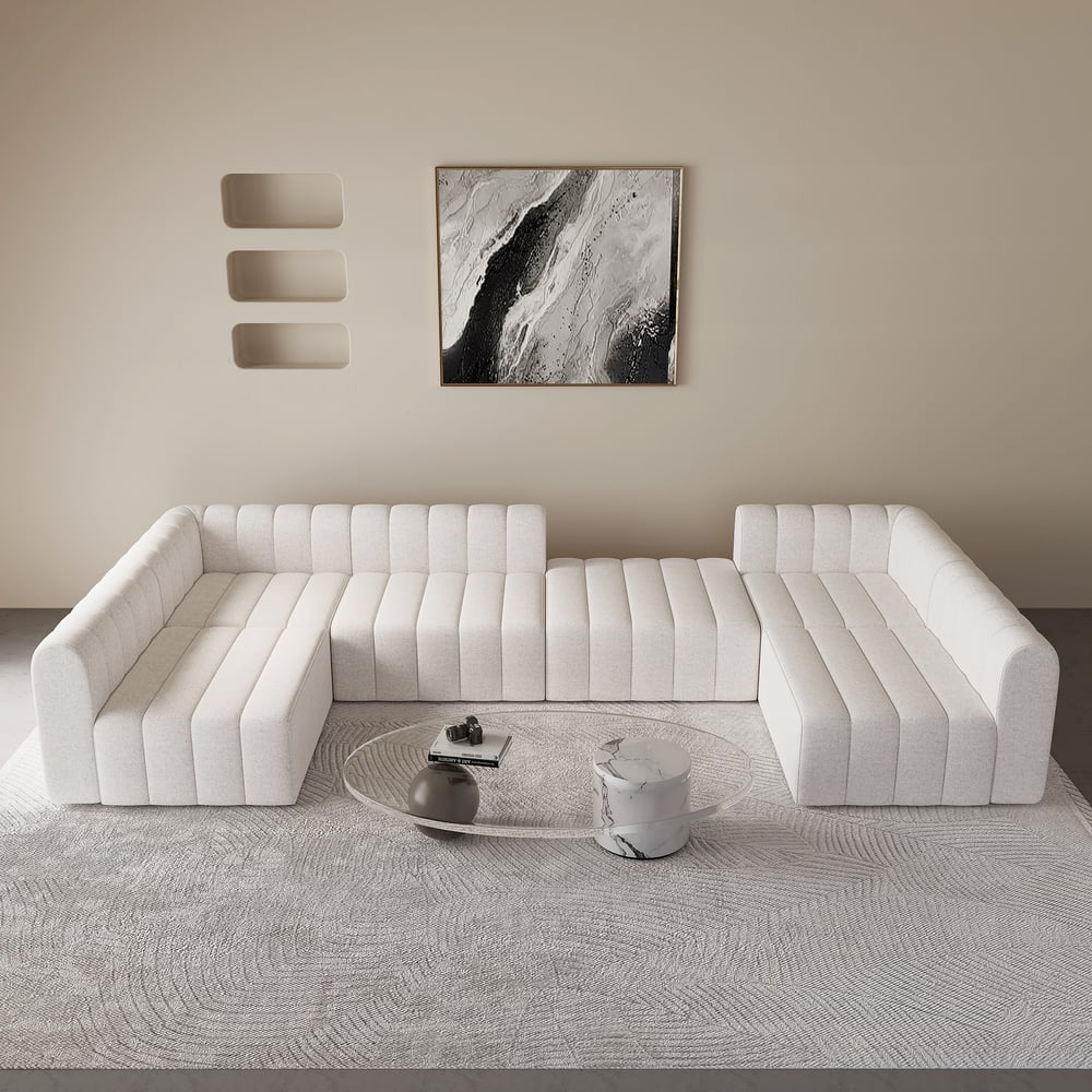 Questions and Answers for 3020mm White Cotton Linen Modular Pit Sectional Sofa Set Convertible 6-Seater