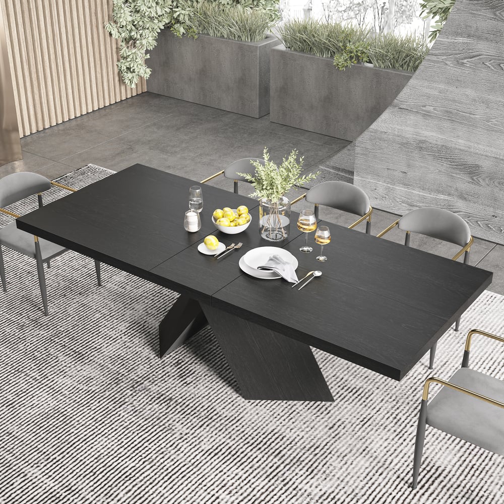 Avaliações de clientes sobre Mesa de jantar preta extensível Farmhouse de 79 “a 95" para 6 a 10