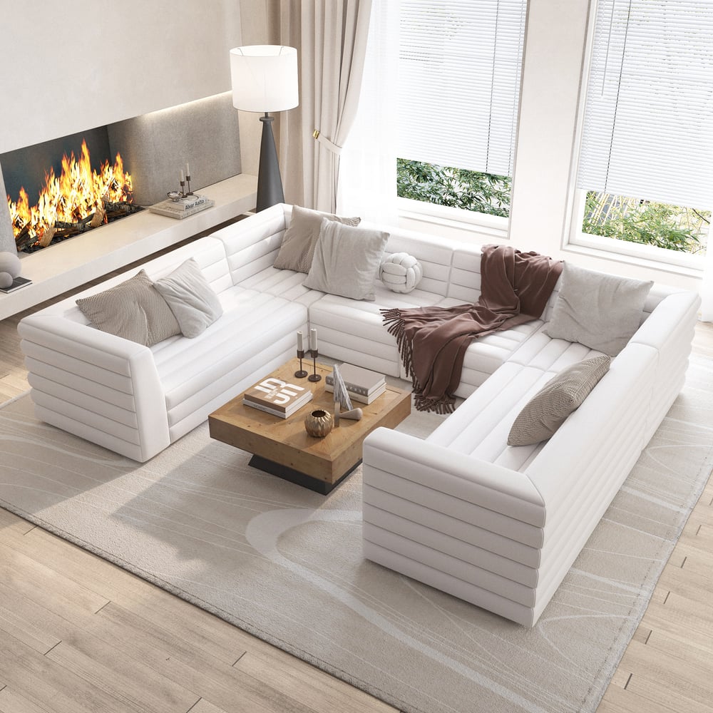 Questions and Answers for 3200mm U-Shaped Modern White Microfiber Leather Modular Sectional Sofa for 8 Seaters