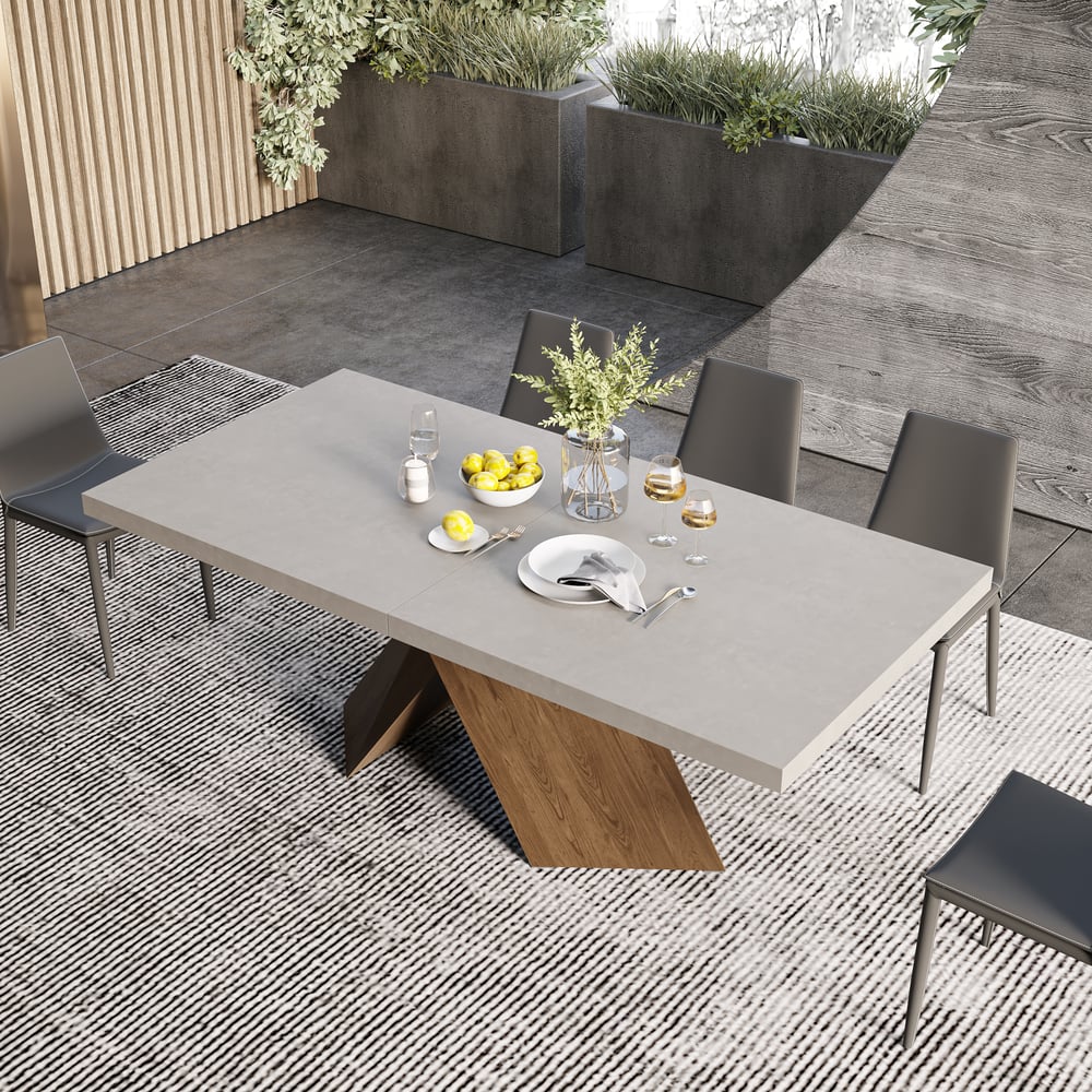 Oceny klientów dla 79 „-95" Wysuwany drewniany stół jadalny w domu Szare siedzenia 6-10