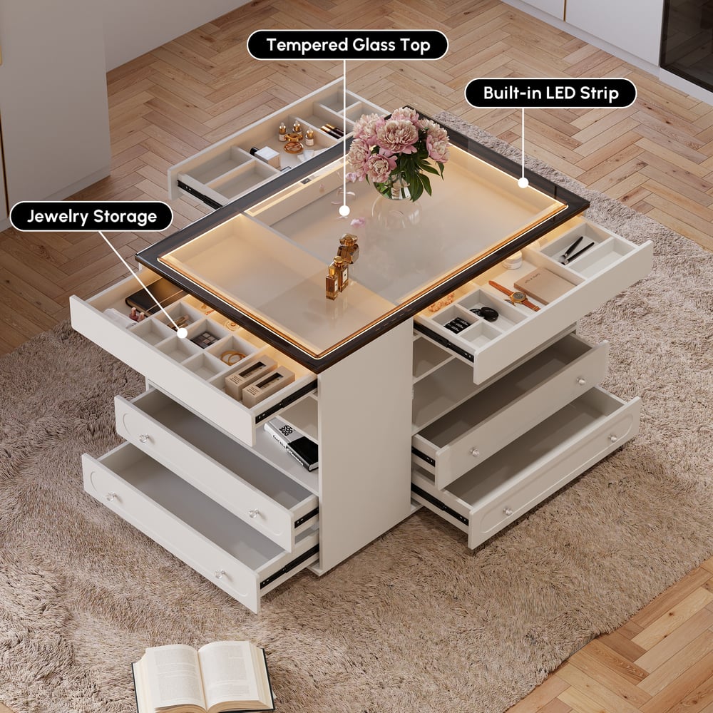 Customer Reviews for 1200mmW Dresser Walk in Closet Island with Jewelry Storage LED Light