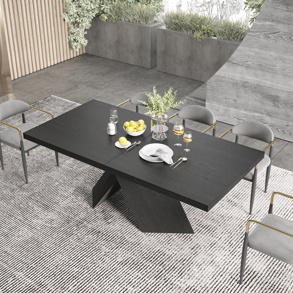 Avaliações de clientes sobre Mesa de jantar preta extensível Farmhouse de 79 “a 95" para 6 a 10