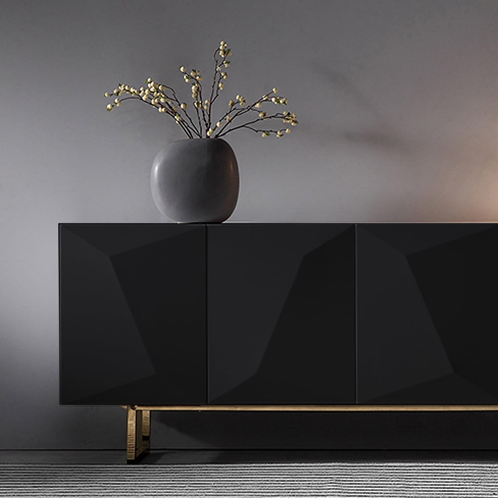 Questions and Answers for 1800mm Modern Blcak&Yellow Sideboard Kitchen Cabinet with djustable Shelves