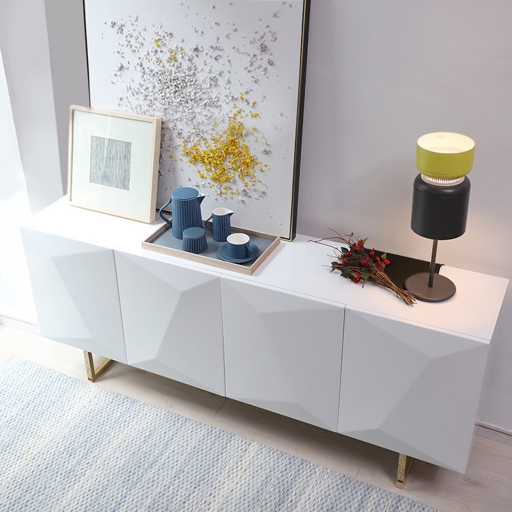 Otázky a odpovědi pro 71 „moderní bílý bufetový příborník se zlatou základnou a nastavitelnými policemi