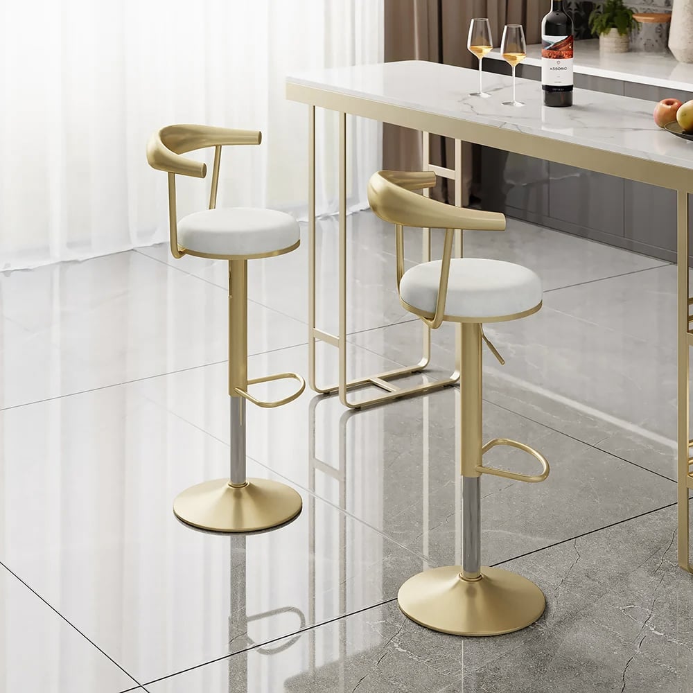 Otázky a odpovědi pro Moderní nastavitelná barová stolička s otočným a čalouněným bílým sametem