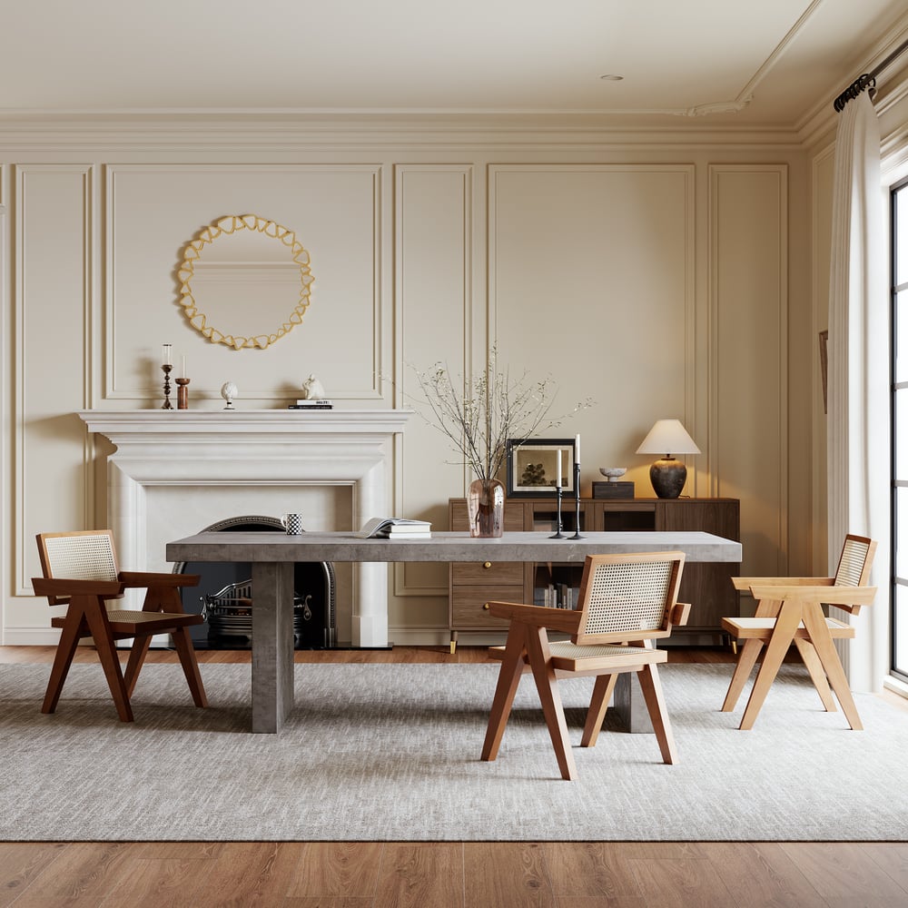 Klantrecensies voor 2200 mm boerderij rechthoekige houten eettafel grijze stoelen 6-10 personen