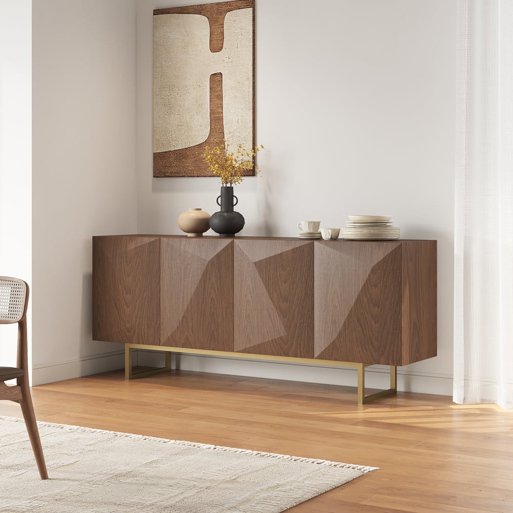 Kundenbewertungen für Moderner Küchenschrank aus Nussbaumholz und Gelb, 1803 mm, mit verstellbaren Regalen