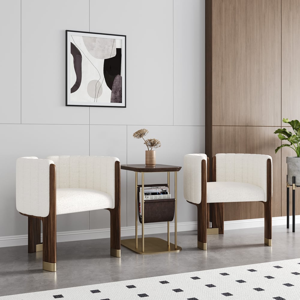 Questions and Answers for Boucle Fluted Upholstered Accent Chair with Wood Frame