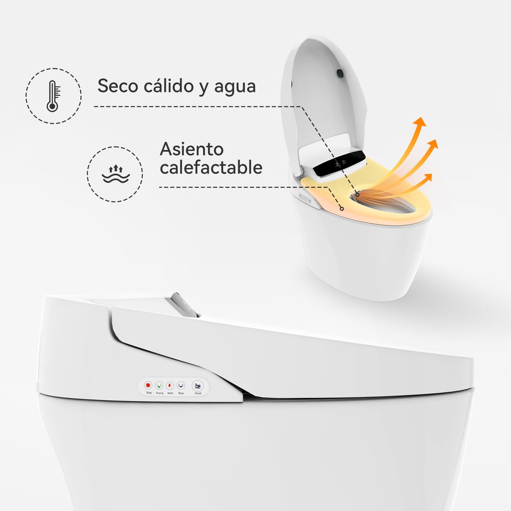 Reseñas de Clientes para Inodoro inteligente con bidé de descarga automática, blanco, 4.84 L/descarga
