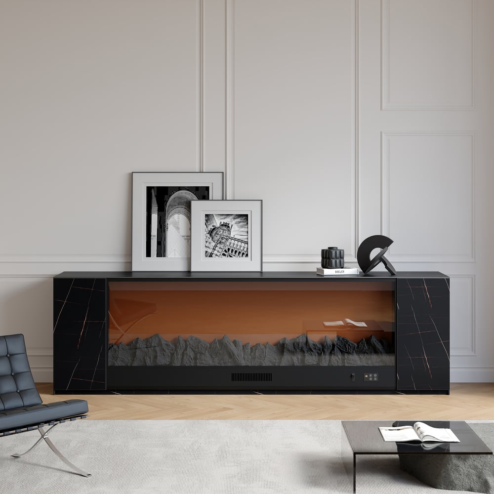 Klantrecensies voor 2000 mm tv-meubel van gesinterde steen met elektrische open haard en afstandsbediening