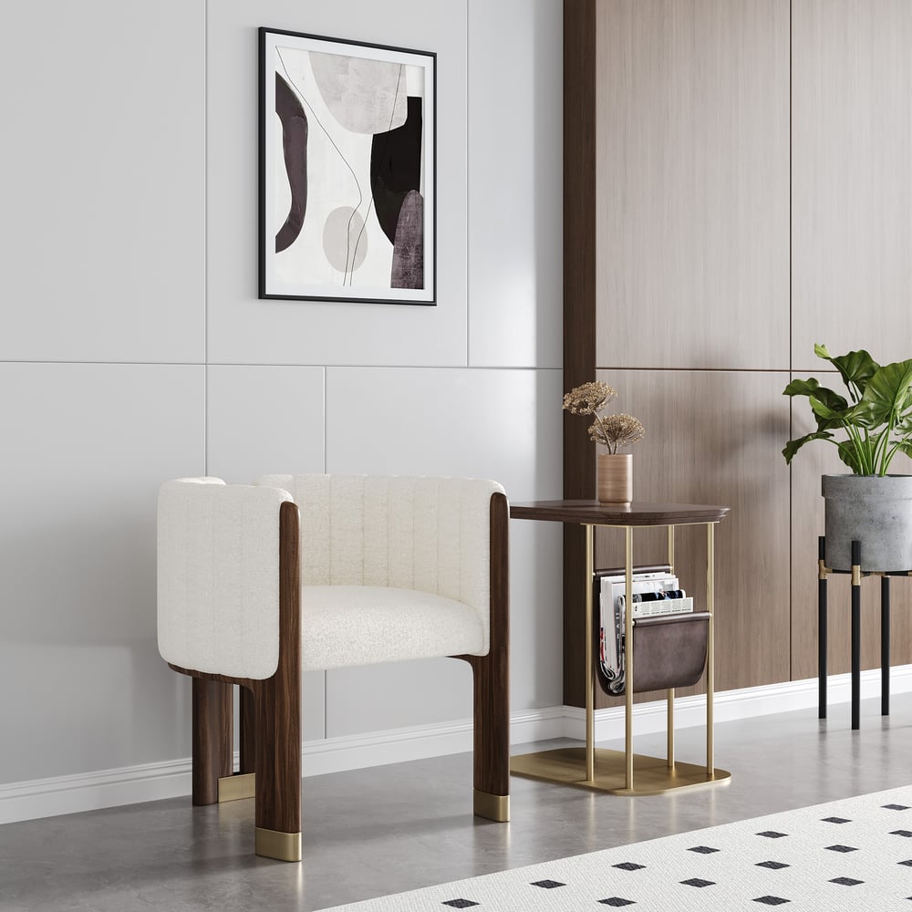 Questions and Answers for Boucle Fluted Upholstered Accent Chair with Wood Frame