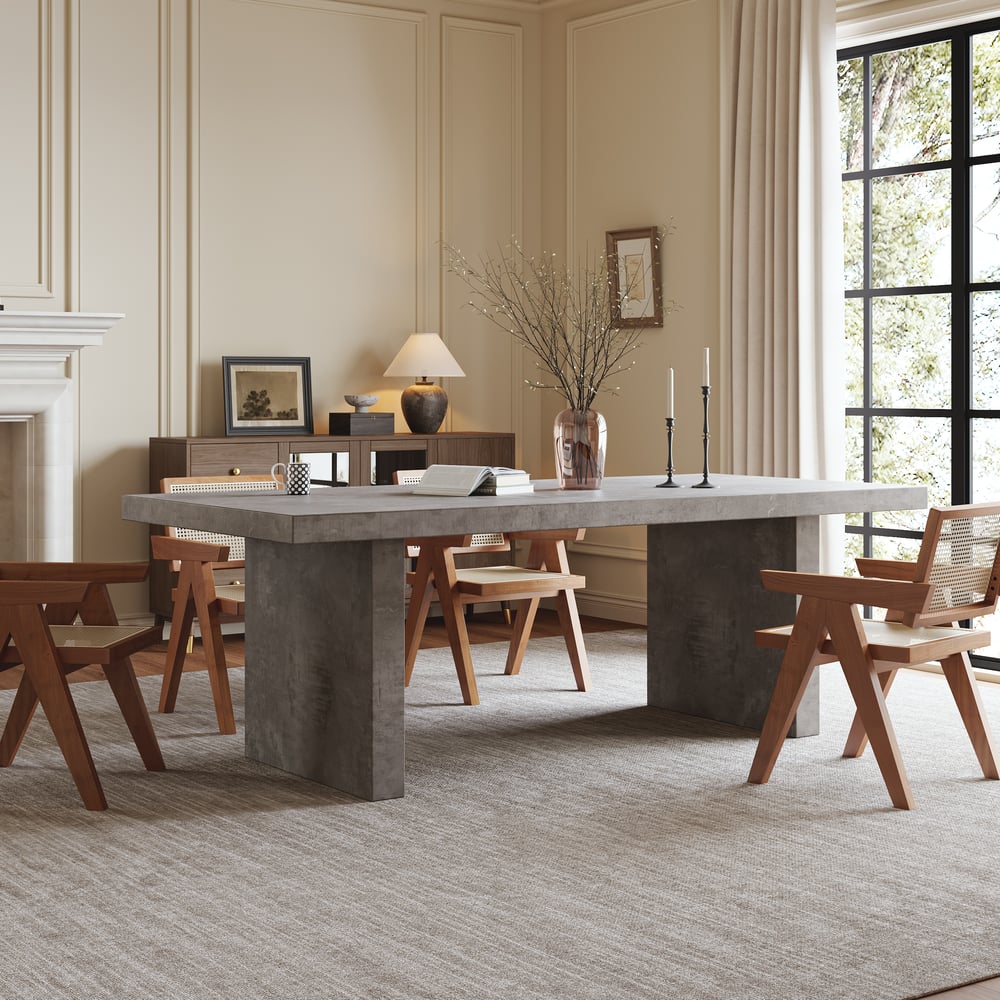 Klantrecensies voor 2200 mm boerderij rechthoekige houten eettafel grijze stoelen 6-10 personen