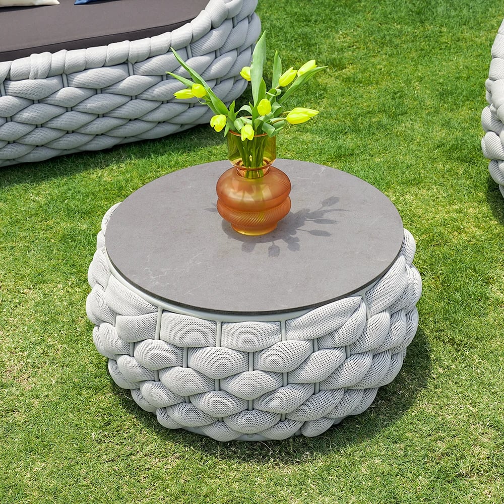 Tatta 4 Pieces Woven Rope Outdoor Swivel Sofa Set 360 Degree Rotatable with Coffee Table