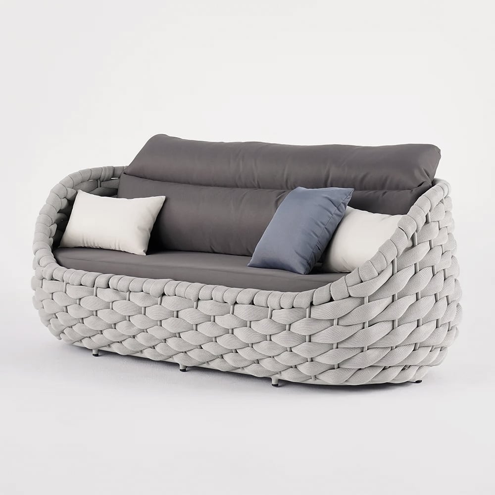 3 Seater Woven Outdoor Sofa Patio Couch - Thumbnail 2