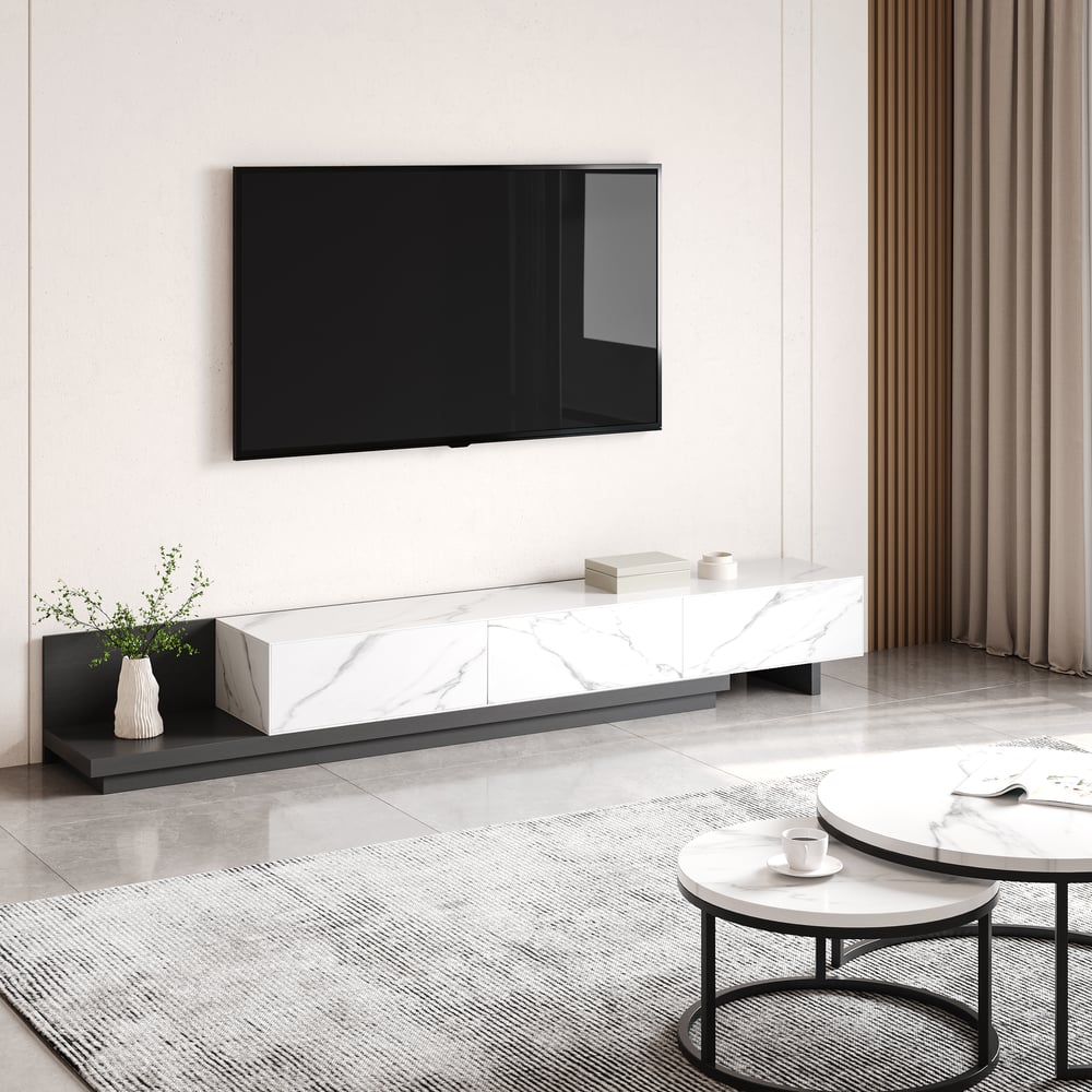 Questions and Answers for Fero Minimalistic TV Lowboard with Stone Plate, Extendable from 2000 mm to 3000 mm
