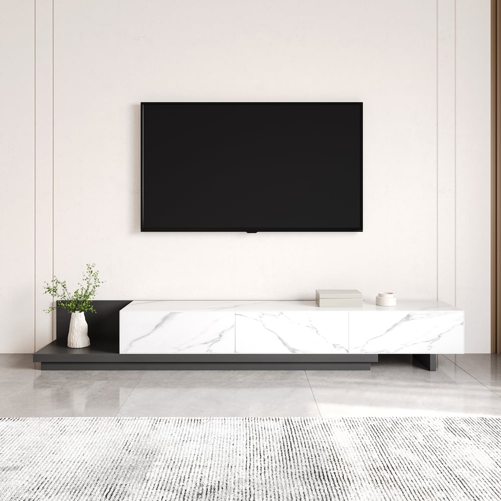 Questions and Answers for Fero Minimalistic TV Lowboard with Stone Plate, Extendable from 2000 mm to 3000 mm