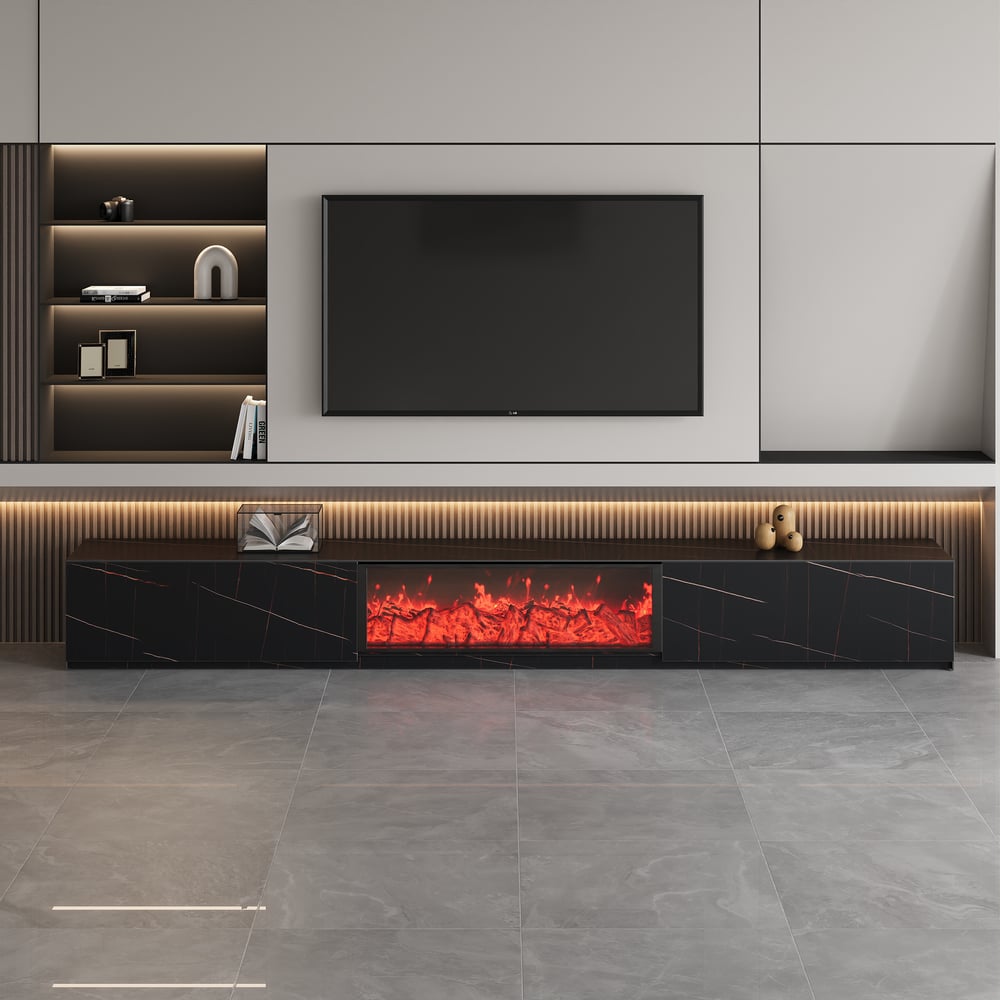 Customer Reviews for 87" Sintered Stone Electric Fireplace TV Stand with 2 Drawers