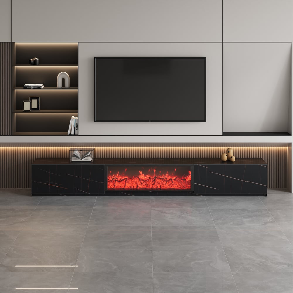 Customer Reviews for 79" Sintered Stone Electric Fireplace TV Stand with 2 Drawers