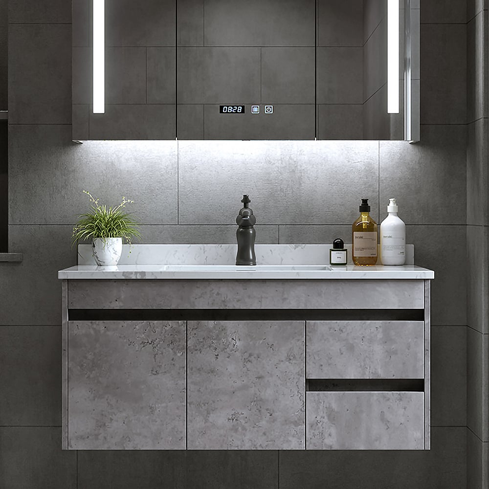 Customer Reviews for 900mm Floating Bathroom Vanity with Faux Marble Countertop Basin Wall Mounted