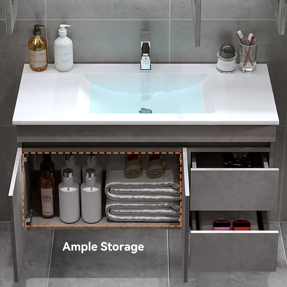 Customer Reviews for 900mm Floating Bathroom Vanity with Faux Marble Countertop Basin Wall Mounted