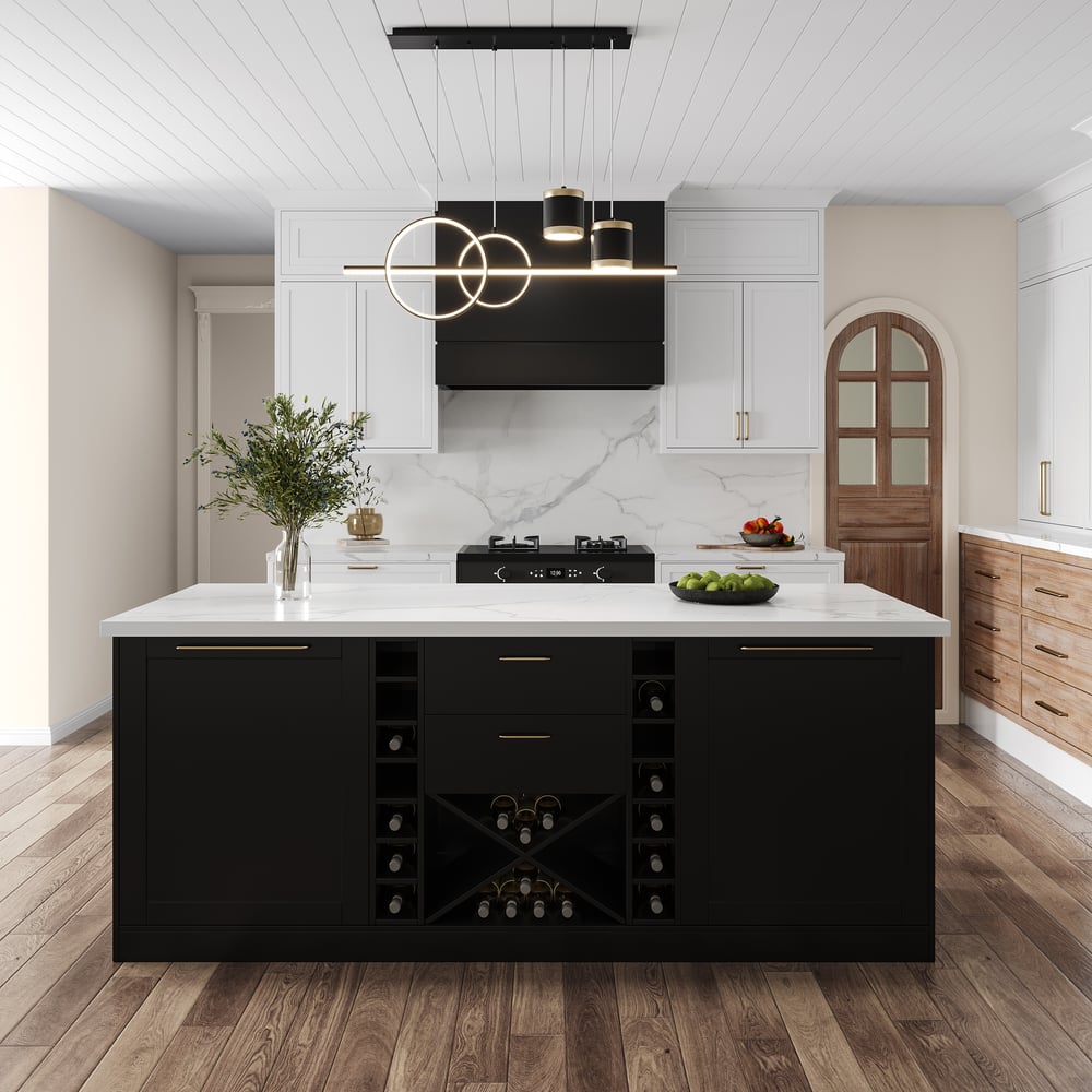 Questions et Réponses pour Entrepôt à vin moderne en pierre frittée noire 1830mm Kitchen Island