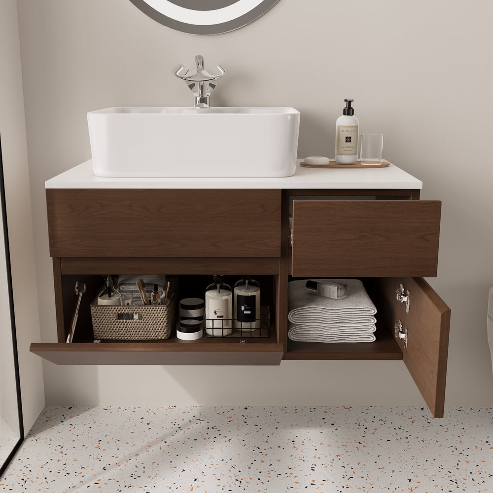 Customer Reviews for 800mm Walnut Floating Bathroom Vanity Ceramic Vessel Basin