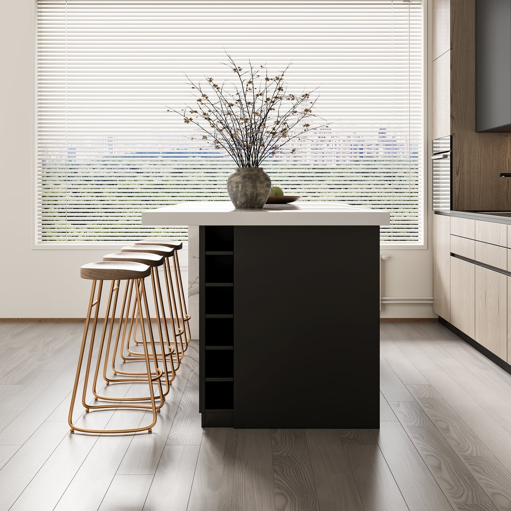 Hodnocení zákazníků pro položku Kuchyňský ostrůvek 1830 mm v bílé a černé barvě s úložným a slinutým kamenným pultem