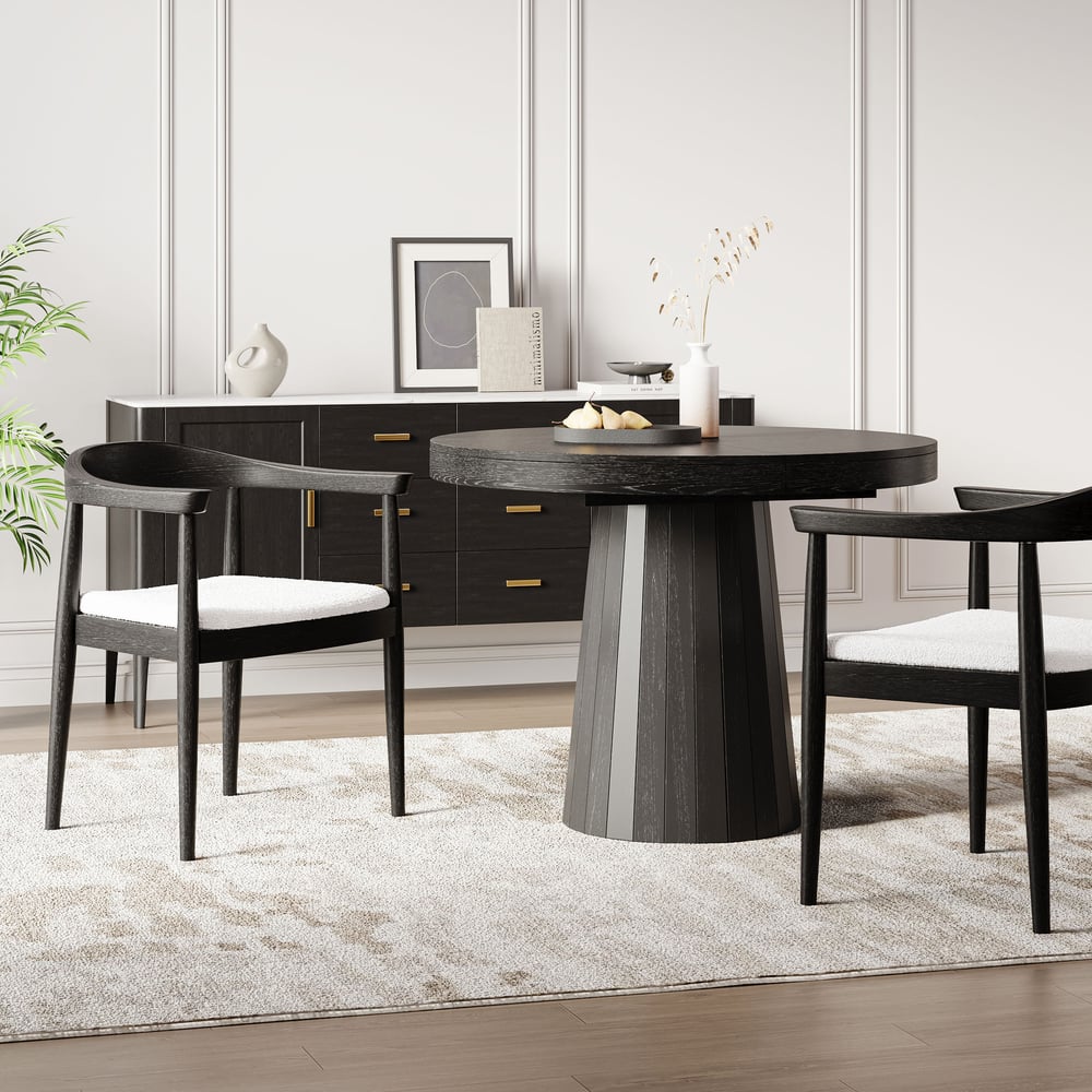 Customer Reviews for Acurv Curved Yarn Dyed Boucle Upholstered Dining Chair Black Wooden Armchair