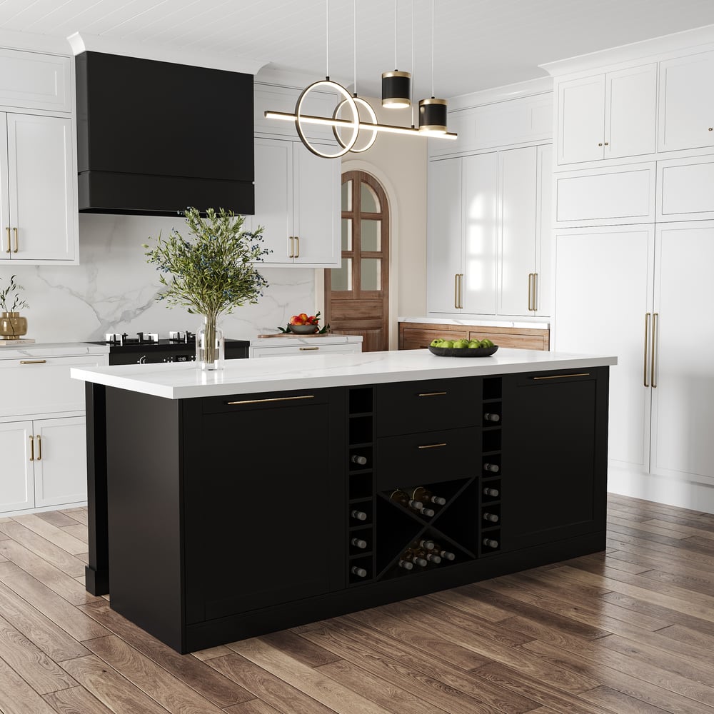 Questions et Réponses pour Entrepôt à vin moderne en pierre frittée noire 1830mm Kitchen Island