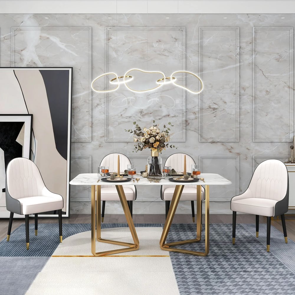 Customer Reviews for Darg Modern PU Leather Dining Chairs Set of 2 in White & Gray with Metal Legs