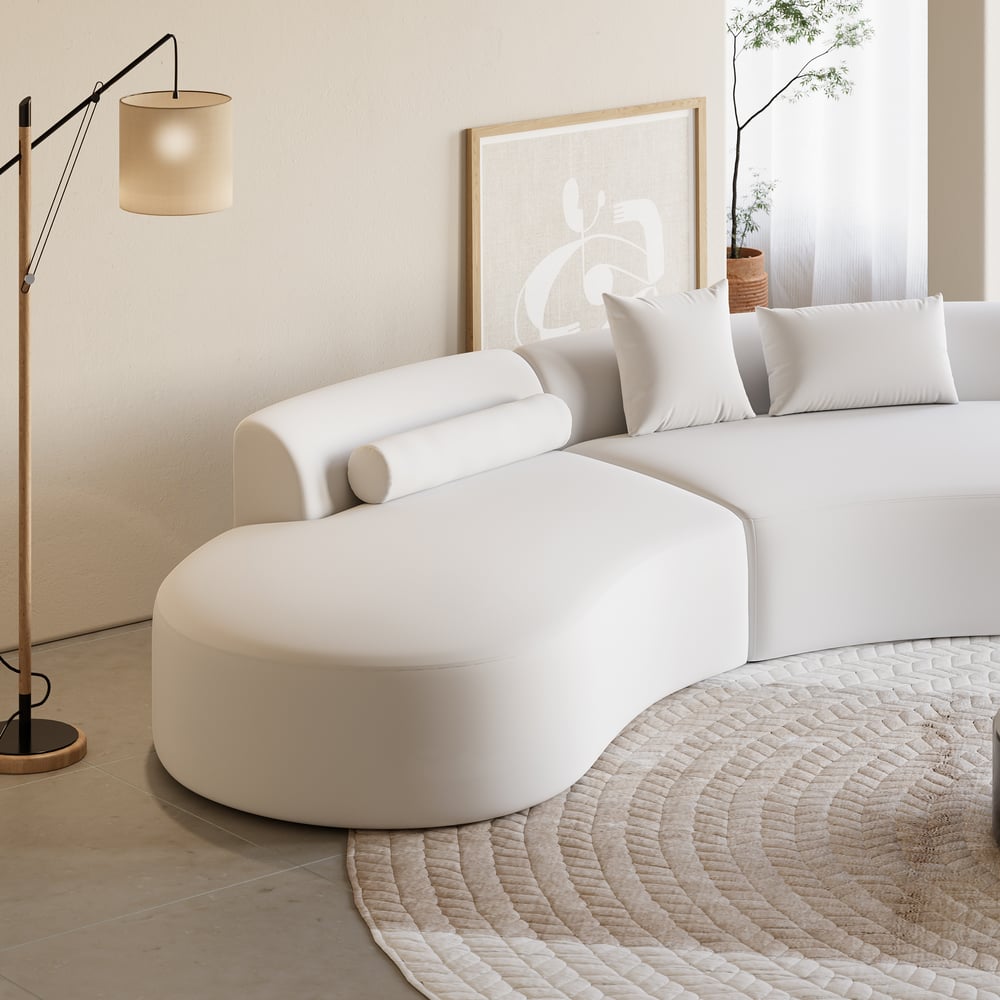 Customer Reviews for 109" 2-Piece Curved Leather Sectional Sofa with Pillows