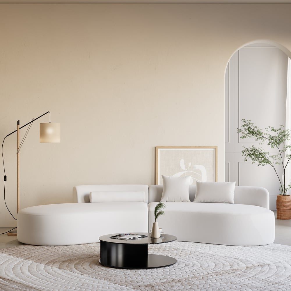 Customer Reviews for 109" 2-Piece Curved Leather Sectional Sofa with Pillows