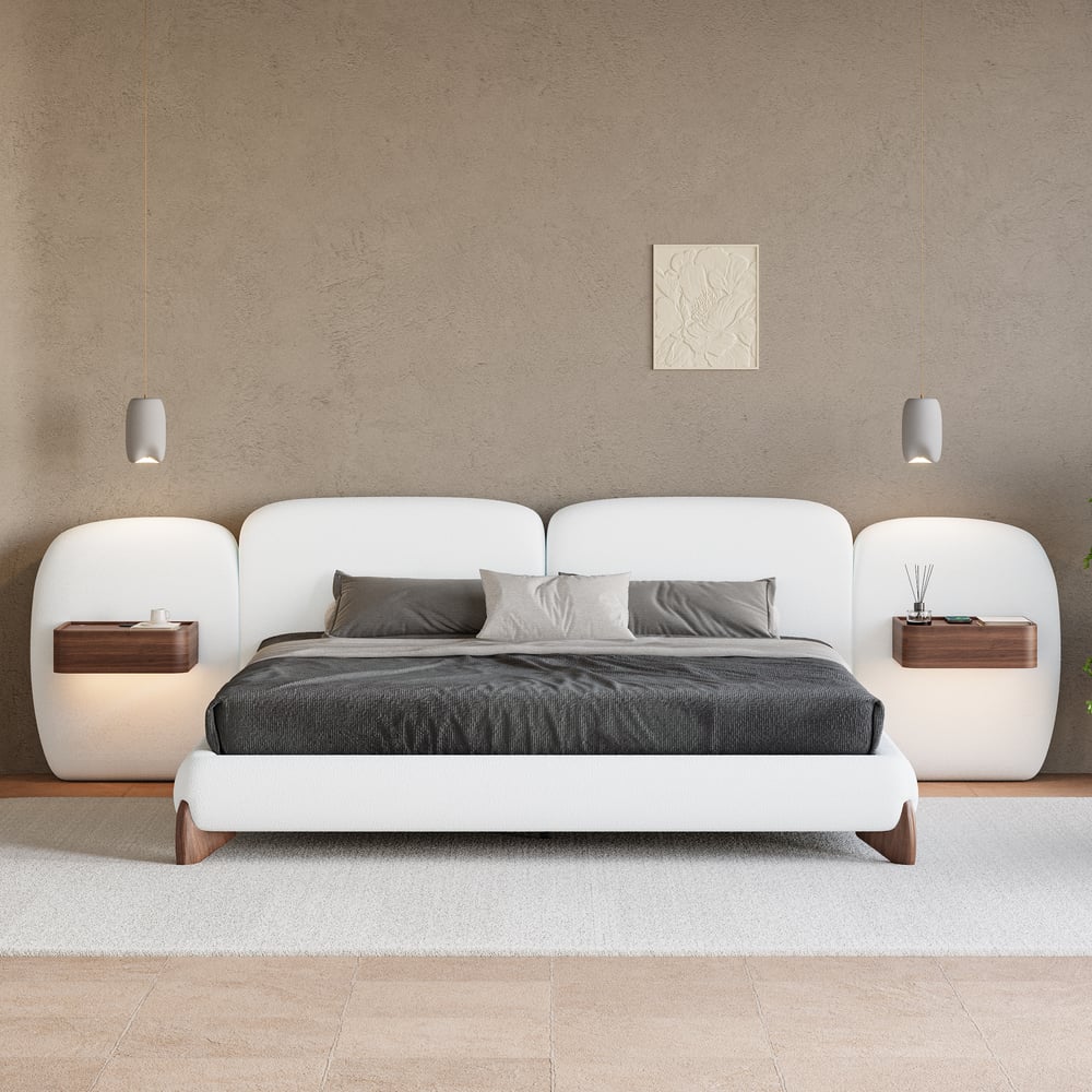 Vragen en antwoorden voor Curva bouclébed van 180 cm* 200 cm met hoofdeinde en oplaadbakken