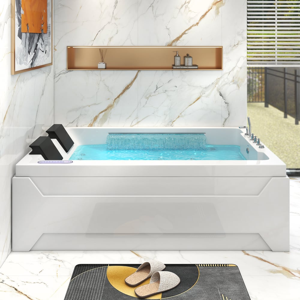 Questions et Réponses pour Baignoire double Jacuzzi de 186cm avec massage à jets, thermostat et LED