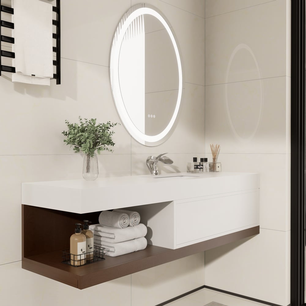 Klantrecensies voor Moderne zwevende wastafel van 1500 mm met spoelbak van gesinterd steen en 2 laden