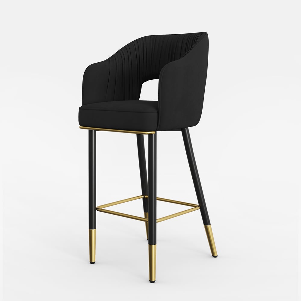 Questions and Answers for Set of 4 Modern Velvet Bar Stools with Upholstered Black