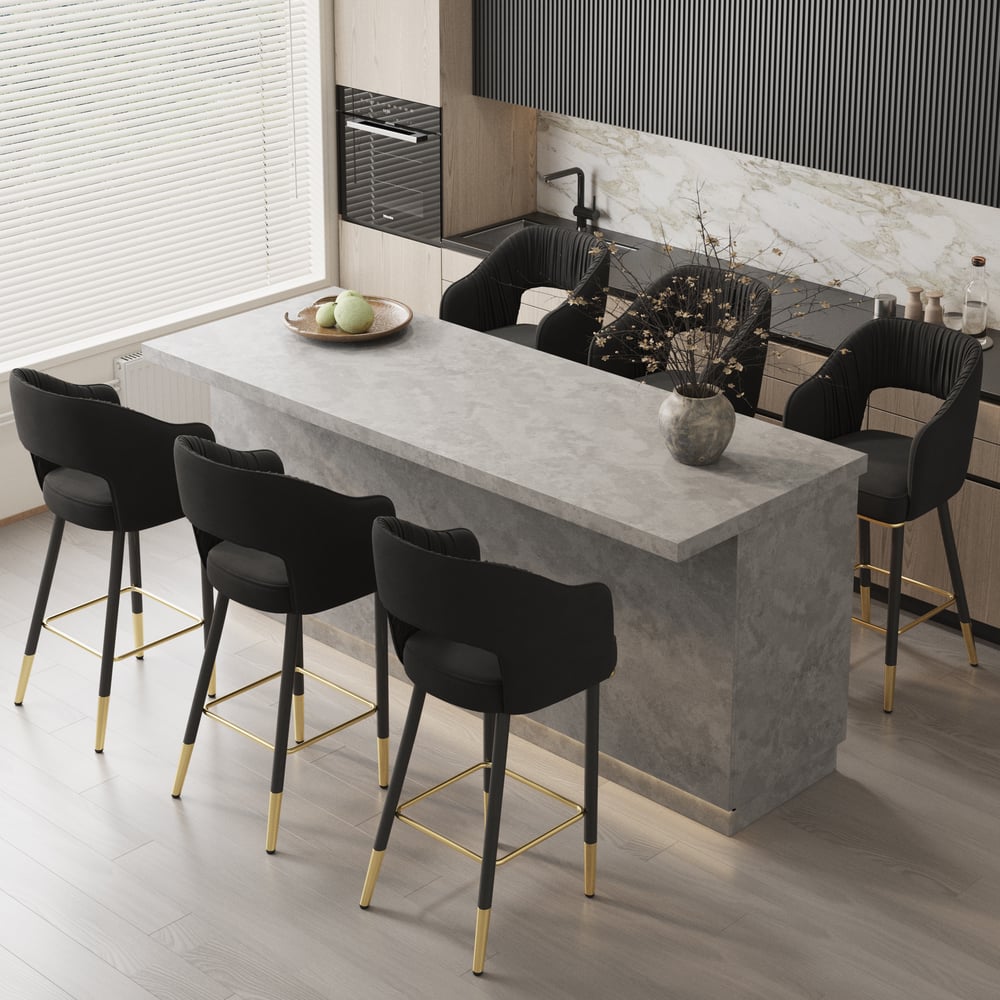 Pytania i odpowiedzi dla Nowoczesne aksamitne taborety z tapicerką Czarne