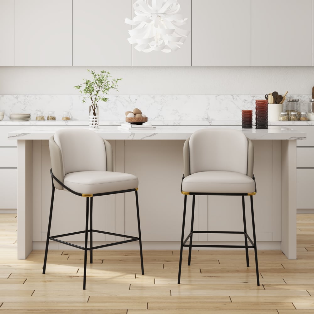 Questions and Answers for Modern PU Leather Breakfast Bar Stool Gray with Back & Footrest